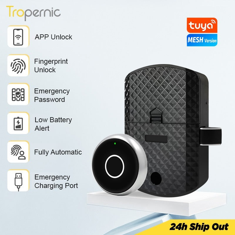 [20 Fingerprint Capacity] Tuya Smart Cabinet Lock Fingerprint Anti Theft Drawer Lock Bluetooth Unlock Keyless Smart Drawer Lock for Private Cabinet