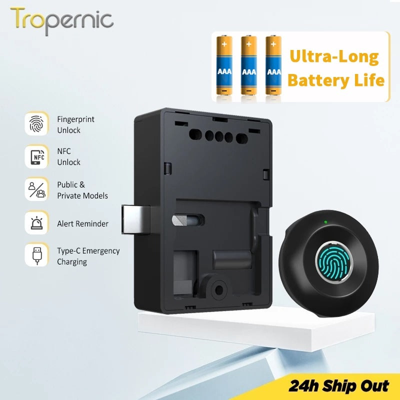Fingerprint Smart Cabinet Lock NFC Drawer Lock with Public Mode for Home Public Cabinet
