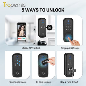 [Photo Capture] Tuya Samrt Door Lock with Camera APP Remote Unlock Fully Automatic Door Knob Keyless Entry Fingerprint Password IC Card Key Unlock for Bedroom Single Handle