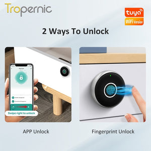 [20 Fingerprint Capacity] Tuya Smart Cabinet Lock Fingerprint Anti Theft Drawer Lock Bluetooth Unlock Keyless Smart Drawer Lock for Private Cabinet