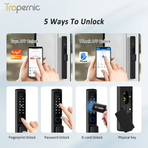 [24h Ship Out] Tuya/TTLOCK Sliding Door Lock Waterproof Smart Door Lock with Short Handle Anti Theft Lock Semi Automatic Digital Lock Fingerprint Smart Lock for Home Office