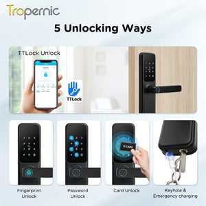 TTLOCK Smart Door Lock with Doorbell APP Management Fingerprint Door Knob Anti Theft Password Digital Lock for Home Wooden Door