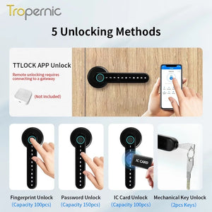 [No Drilling] TTLOCK Smart Door Lock Fingerprint Handle 60/70MM Single Latch 5 In 1 Digital Lock for Home Hotel Handle Adjustable Direction