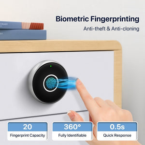 [20 Fingerprint Capacity] Tuya Smart Cabinet Lock Fingerprint Anti Theft Drawer Lock Bluetooth Unlock Keyless Smart Drawer Lock for Private Cabinet