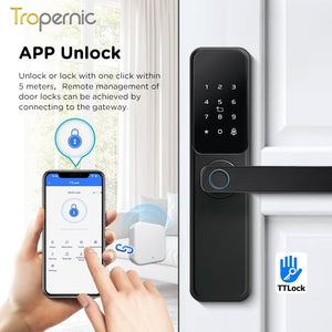 TTLOCK Smart Door Lock with Doorbell APP Management Fingerprint Door Knob Anti Theft Password Digital Lock for Home Wooden Door