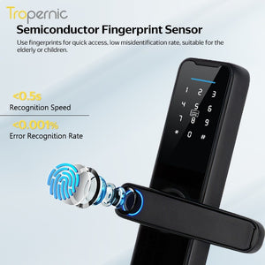 [No Gateway Required] 5 In 1 Tuya Smart Door Lock APP Remote Unlock Fingerprint Door Knob with Passage Mode Digital Door Lock Password IC Card Key Unlocking
