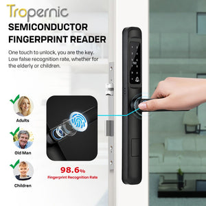 [COD] Tuya Smart Lock with Doorbell Waterproof Sliding Door Lock APP Remote Unlock Fingerprint Door Knob Password Digital Door Lock for Aluminum Door