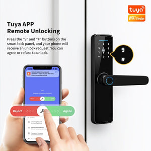[No Gateway Required] 5 In 1 Tuya Smart Door Lock APP Remote Unlock Fingerprint Door Knob with Passage Mode Digital Door Lock Password IC Card Key Unlocking
