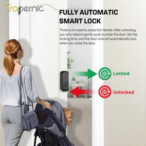 [Photo Capture] Tuya Samrt Door Lock with Camera APP Remote Unlock Fully Automatic Door Knob Keyless Entry Fingerprint Password IC Card Key Unlock for Bedroom Single Handle