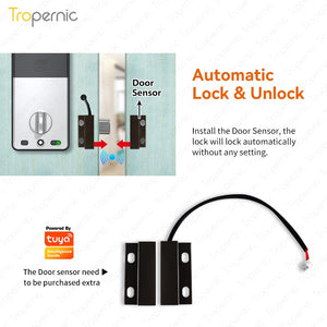5 In 1 Tuya WiFiSmart Door Lock with Sensor Fully Automatic Fingerprint Door Lock Password Door Knob Main Door Digital Lock for Wooden Door