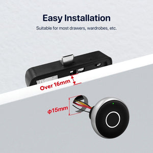 [20 Fingerprint Capacity] Tuya Smart Cabinet Lock Fingerprint Anti Theft Drawer Lock Bluetooth Unlock Keyless Smart Drawer Lock for Private Cabinet