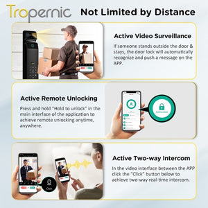 [Palmprint Unlock] 7 In 1 Tuya Smart Door Lock with Security Camera 3D Facial Recognition Fully Automatic Digital Lock Two Way Intercom Security Door Lock
