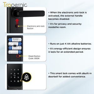 TTLOCK Smart Door Lock with Doorbell APP Management Fingerprint Door Knob Anti Theft Password Digital Lock for Home Wooden Door