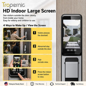 [New Arrival] 7 In 1 Tuya Fully Automatic Smart Door Lock with HD Camera Palm Unlock 6068 Security Door Lock Keyless Digital Lock Support Video Surveillance Two-Way Intercom