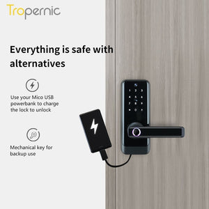 [COD] Tuya WiFi Smart Door Lock with Two-Way Audio Tempered Glass 5 In 1 Fingerprint Password Deadbolt Lock with Camera for Wooden Door
