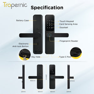 TTLOCK Smart Door Lock with Doorbell APP Management Fingerprint Door Knob Anti Theft Password Digital Lock for Home Wooden Door