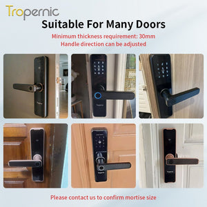 [No Gateway Required] 5 In 1 Tuya Smart Door Lock APP Remote Unlock Fingerprint Door Knob with Passage Mode Digital Door Lock Password IC Card Key Unlocking