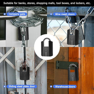 [24h Ship Out] Fingerprint Padlock IP67 Waterproof Smart Padlock USB Rechargeable Portable Anti Theft Lock for Warehouse Steel Door
