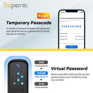 [Photo Capture] Tuya Samrt Door Lock with Camera APP Remote Unlock Fully Automatic Door Knob Keyless Entry Fingerprint Password IC Card Key Unlock for Bedroom Single Handle