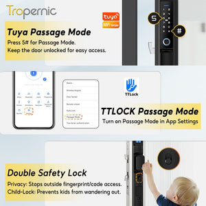 [24h Ship Out] Tuya/TTLOCK Sliding Door Lock Waterproof Smart Door Lock with Short Handle Anti Theft Lock Semi Automatic Digital Lock Fingerprint Smart Lock for Home Office