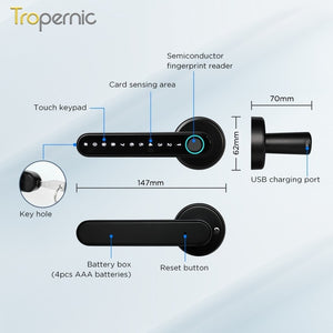 [No Drilling] TTLOCK Smart Door Lock Fingerprint Handle 60/70MM Single Latch 5 In 1 Digital Lock for Home Hotel Handle Adjustable Direction