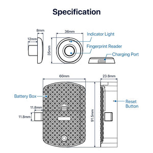 [20 Fingerprint Capacity] Tuya Smart Cabinet Lock Fingerprint Anti Theft Drawer Lock Bluetooth Unlock Keyless Smart Drawer Lock for Private Cabinet