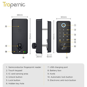 [24h Ship Out] TTLOCK Fully Automatic Smart Door Lock 60/70MM Single Latch Digital Door Lock with Sliding Cover Password IC Card Key Unlock