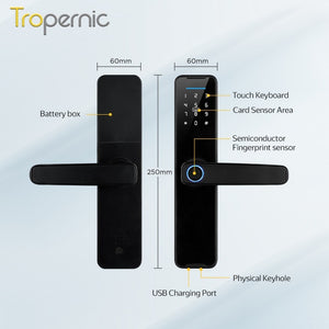[No Gateway Required] 5 In 1 Tuya Smart Door Lock APP Remote Unlock Fingerprint Door Knob with Passage Mode Digital Door Lock Password IC Card Key Unlocking