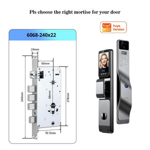 [New Arrival] 7 In 1 Tuya Fully Automatic Smart Door Lock with HD Camera Palm Unlock 6068 Security Door Lock Keyless Digital Lock Support Video Surveillance Two-Way Intercom