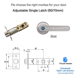 [No Drilling] TTLOCK Smart Door Lock Fingerprint Handle 60/70MM Single Latch 5 In 1 Digital Lock for Home Hotel Handle Adjustable Direction