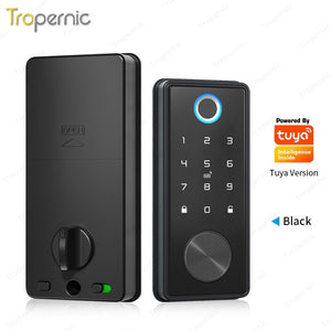 5 In 1 Tuya WiFiSmart Door Lock with Sensor Fully Automatic Fingerprint Door Lock Password Door Knob Main Door Digital Lock for Wooden Door