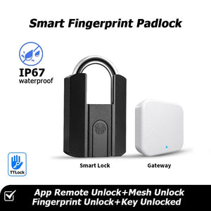 [24h Ship Out] Fingerprint Padlock IP67 Waterproof Smart Padlock USB Rechargeable Portable Anti Theft Lock for Warehouse Steel Door