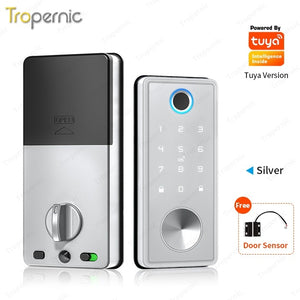 5 In 1 Tuya WiFiSmart Door Lock with Sensor Fully Automatic Fingerprint Door Lock Password Door Knob Main Door Digital Lock for Wooden Door