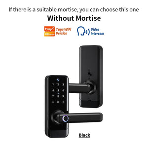 [COD] Tuya WiFi Smart Door Lock with Two-Way Audio Tempered Glass 5 In 1 Fingerprint Password Deadbolt Lock with Camera for Wooden Door