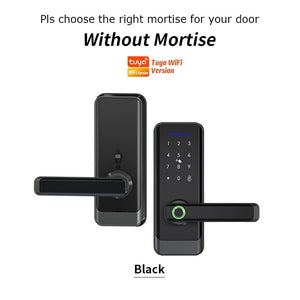 [COD] 5 in 1 Tuya WiFi Smart Door Lock with Tempered Glass Panel APP Remote Unlock Fingerprint Door Knob with Electronic Deadbolt Password IC Card Key Unlocking for Wooden Door Keyless Entry