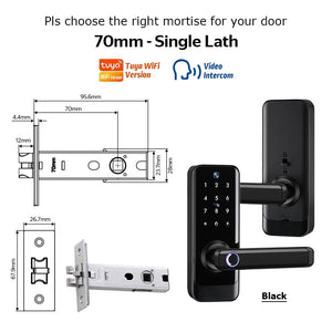 [COD] Tuya WiFi Smart Door Lock with Two-Way Audio Tempered Glass 5 In 1 Fingerprint Password Deadbolt Lock with Camera for Wooden Door
