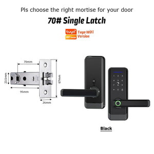 [COD] 5 in 1 Tuya WiFi Smart Door Lock with Tempered Glass Panel APP Remote Unlock Fingerprint Door Knob with Electronic Deadbolt Password IC Card Key Unlocking for Wooden Door Keyless Entry