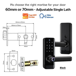 [COD] Tuya WiFi Smart Door Lock with Two-Way Audio Tempered Glass 5 In 1 Fingerprint Password Deadbolt Lock with Camera for Wooden Door