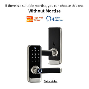 [COD] Tuya WiFi Smart Door Lock with Two-Way Audio Tempered Glass 5 In 1 Fingerprint Password Deadbolt Lock with Camera for Wooden Door