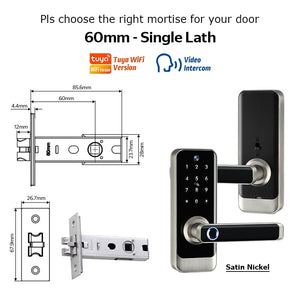 [COD] Tuya WiFi Smart Door Lock with Two-Way Audio Tempered Glass 5 In 1 Fingerprint Password Deadbolt Lock with Camera for Wooden Door