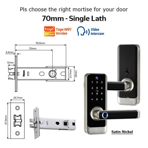 [COD] Tuya WiFi Smart Door Lock with Two-Way Audio Tempered Glass 5 In 1 Fingerprint Password Deadbolt Lock with Camera for Wooden Door