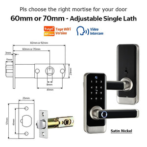 [COD] Tuya WiFi Smart Door Lock with Two-Way Audio Tempered Glass 5 In 1 Fingerprint Password Deadbolt Lock with Camera for Wooden Door