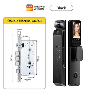 [Palmprint Unlock] 7 In 1 Tuya Smart Door Lock with Security Camera 3D Facial Recognition Fully Automatic Digital Lock Two Way Intercom Security Door Lock