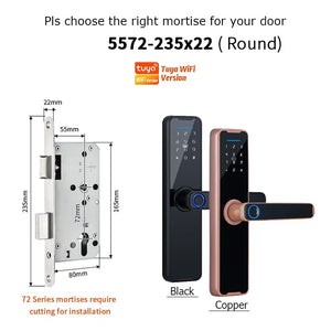 [No Gateway Required] 5 In 1 Tuya Smart Door Lock APP Remote Unlock Fingerprint Door Knob with Passage Mode Digital Door Lock Password IC Card Key Unlocking