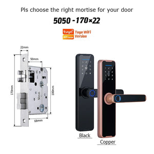 [No Gateway Required] 5 In 1 Tuya Smart Door Lock APP Remote Unlock Fingerprint Door Knob with Passage Mode Digital Door Lock Password IC Card Key Unlocking